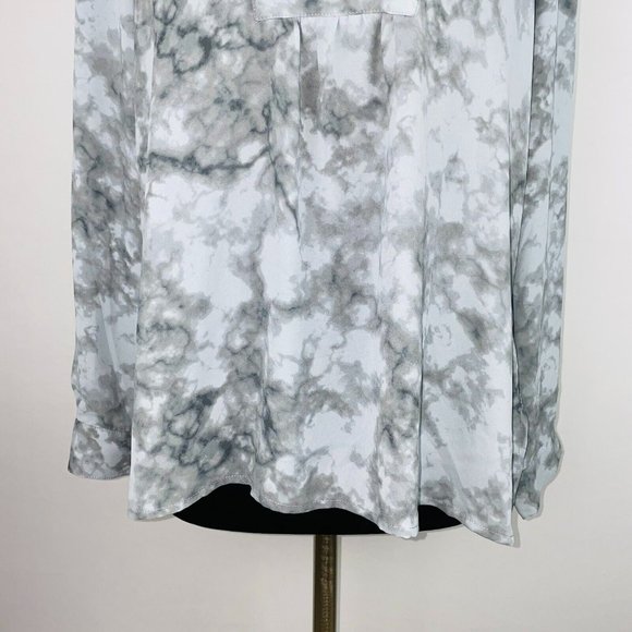 41 Hawthorn Womens Medium M Polyester Grey Mottled Tie Dye Print Slit Sides Top - Picture 3 of 8